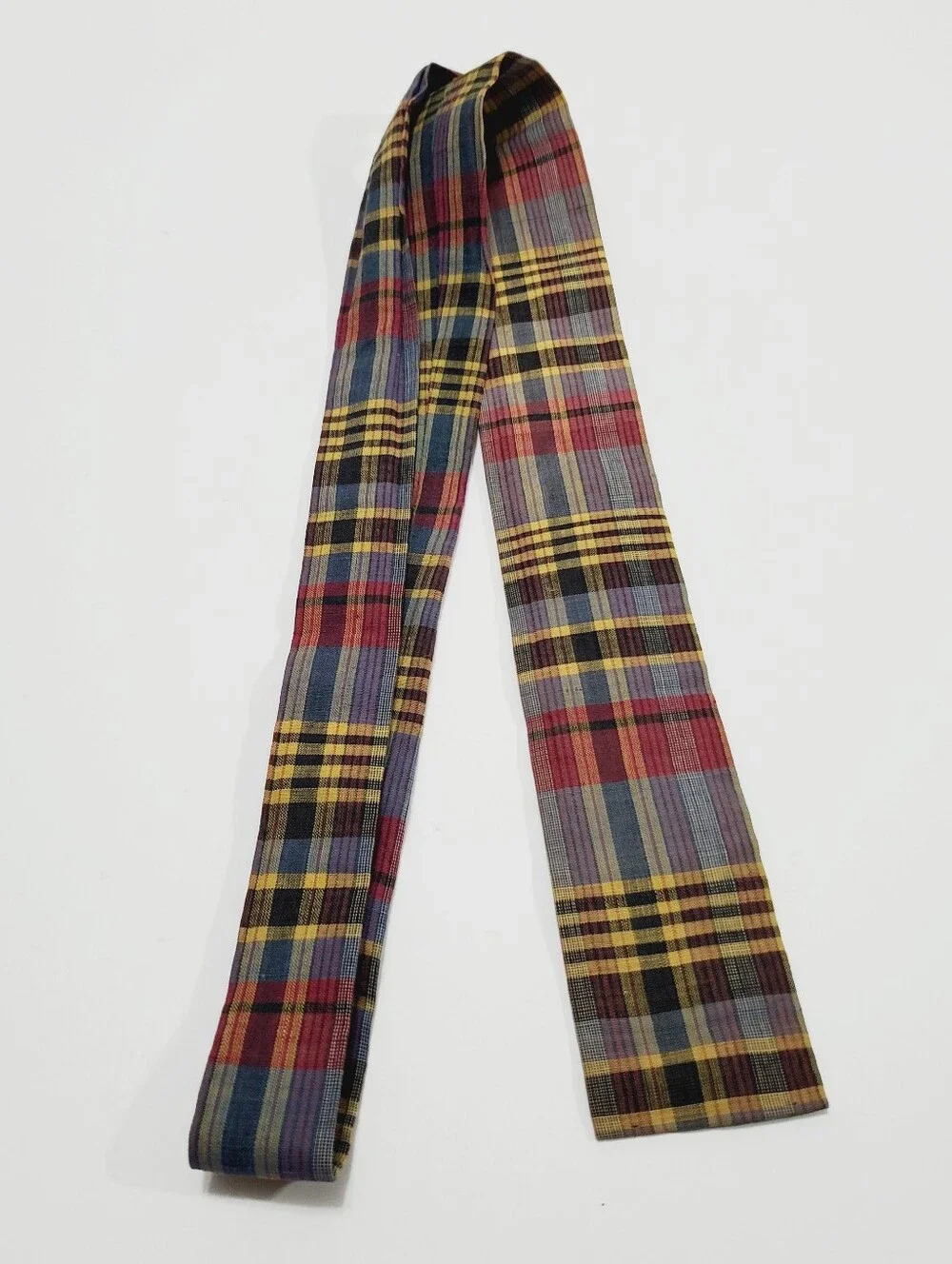 Tucker Men's Vintage Neck Tie Multicolor Tartan Pattern Square Ends 52x2